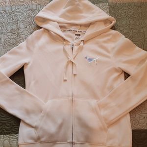 Victoria's Secret Pink white zip up, size x-small